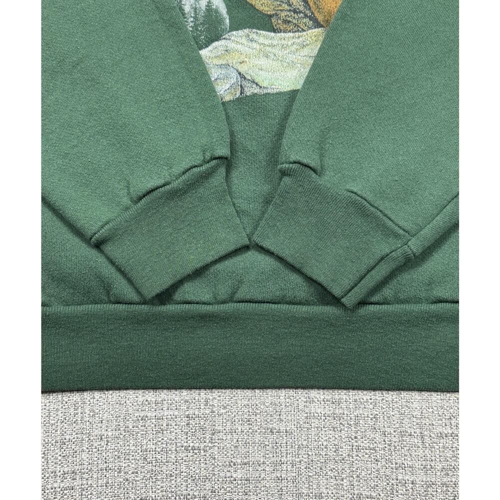 Vintage Cougar Wildlife Sweatshirt Adult XL Green Tultex Pullover Made USA 90s - Picture 2 of 14
